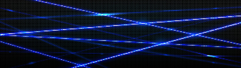 Wall Mural - realistic neon blue laser beams intersecting on black transparent background. vector illustration of