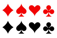 Playing Cards Icons Set Both Black And Red Isolated On Transparent Background