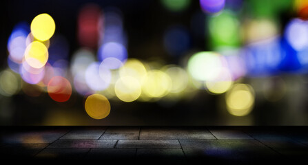 Wall Mural - empty space of concrete floor grunge texture with light bokeh in background.