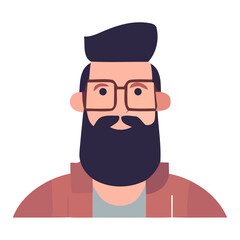 Sticker - Smiling man with beard and eyeglasses Generative AI