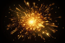 Abstract Golden Stars Explosion With Light Effect