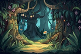 Fototapeta Nowy Jork - Morning Forest. Video Game's Digital CG Artwork, Concept Illustration, Realistic Cartoon Style Background