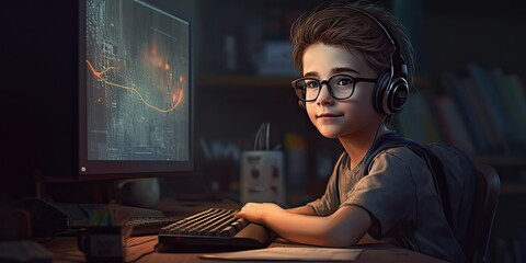 boy in software developer illustration by generative ai