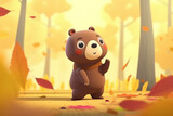 Fototapeta Dziecięca - 秋の森の中の可愛いクマ　Generative AI