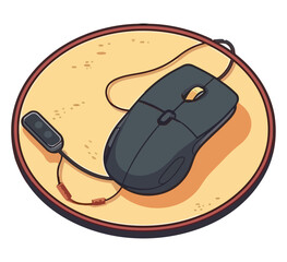 Sticker - Modern computer mouse icon, isolated on white Generative AI