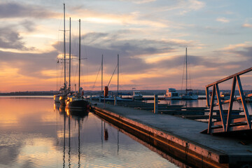 Wall Mural - romantic sunset over the marina