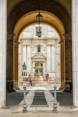 Wall Mural - Loreto, sacred place in the city of Ancona in the Marche, Italy where the basilica sanctuary of the Holy House is located. Discover the beauty of historic Italian cities