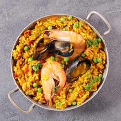 Canvas Print - Spanish food-  Paella seafood platter