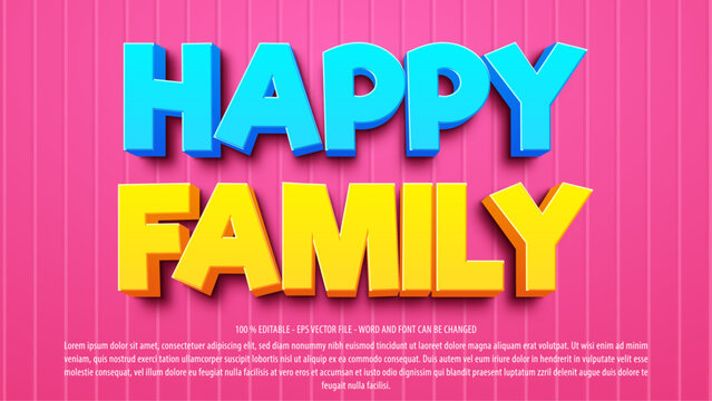 Happy family 3d editable text effect template