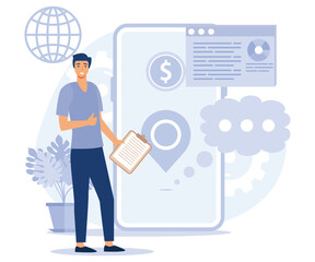 Mobile app development concept, Progressive web app, rich Internet and decentralized applications, open source platform, flat vector modern illustration