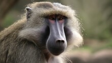 Portrait Of Baboon Generative Ai