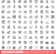 © ylivdesign - 100 sour icons set. Outline illustration of 100 sour icons vector set isolated on white background