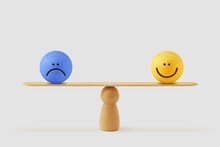 Balance Scale With Happy And Sad Face - Concept Of Mental Balance