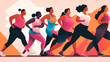 © catalin - illustration of a diverse group of women engaging in physical activity together Generative AI