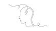 One continuous line drawing of head with charging and lightning battery level. Mental health and mindfulness concept in simple linear style. Editable stroke. Doodle vector illustration Generative AI