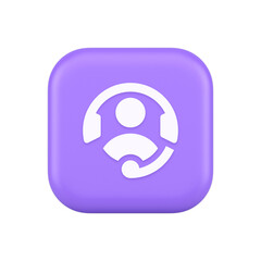 Wall Mural - customer support helpdesk assistance button call helpline connection 3d realistic icon