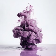 Sticker - Smoke cloud made of violet pastel ink in water. generative AI