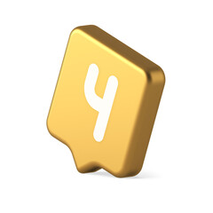 Four number gold squared button keyboard interface financial calculation service 3d speech bubble icon