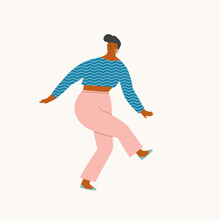 Young Black Women Dancing Disco Dance Illustration In Vector. Girl Happy Character. Vector Illustration Generative AI