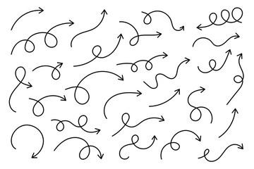 Wall Mural - curved arrows. set of vector hand drawn arrows. collection of pointers.