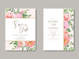Fototapeta Tulipany - elegant soft pink flowers wedding invitation card template