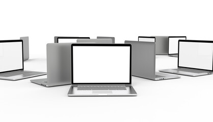 Wall Mural - Modern laptop  isolated on white background. 3D Illustration.