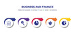 © Abstract - set of business and finance filled icons. business and finance filled icons with infographic template.flat icons such as measure success, yen business search, infographic elements, dollar money