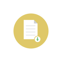 Poster - Document download vector flat icon in yellow circle