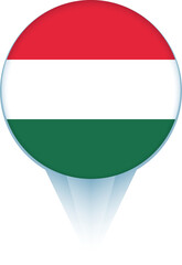 Sticker - Map pointer with flag of Hungary.