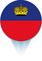 Sticker - Map pointer with flag of Liechtenstein.