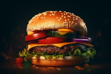 Illustration of a burger. Generative AI