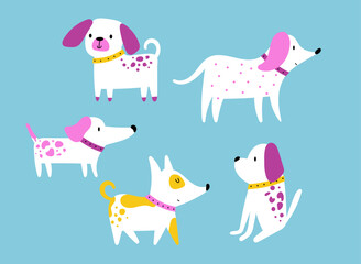 Wall Mural - Vector set of funny dogs