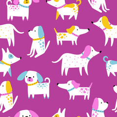 Wall Mural - Vector background of funny dogs