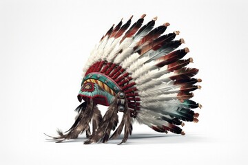 Indian headdress illustration, white background. Generative AI