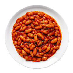 Wall Mural - Gigantes Plaki Giant Beans In Tomato Sauce On White Plate, Greek Dish. On An Isolated Transparent Background, Png. Generative AI