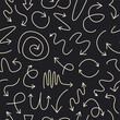 © Elena - Vector seamless pattern with white linear arrows on a black background.