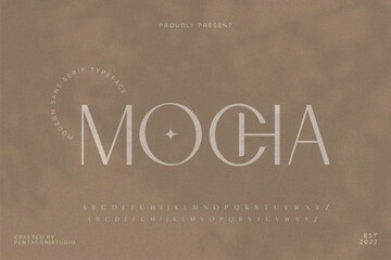 Mocha is a modern display sans serif font inspired by stylish and vintage style. Mocha is perfect for Magazine Headlines, Branding Projects, Logo design, Clothing & Fashion Branding, Product Package.
