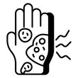 Conceptual linear design icon of unhygienic hand