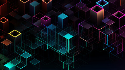 Sticker - Abstract colorful geometric lines isometric illustrator Generative AI 