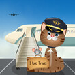 illustration of the pilot cat in the airport