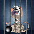 funny illustration of cat in prison