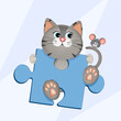 illustration of cat with puzzle piece