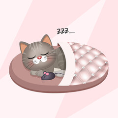 Sticker - illustration of cat sleeping in the slipper