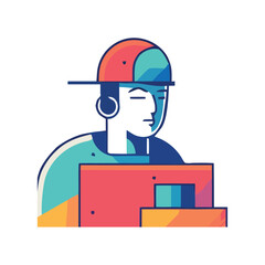 Sticker - young man using headphones Generative AI