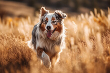 Nature's Playground. Explore The Harmonious Connection Between A Shepherd Dog And Its Natural Surroundings, As It Playfully Dashes Across A Sun-drenched Meadow. Adventure Concept AI Generative