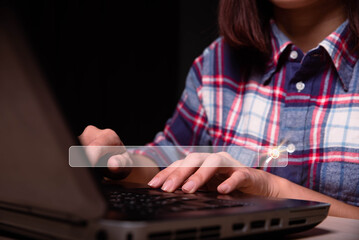 Aufkleber - Data Search Technology Search Engine Optimization. Using Search Console with your website . man's hands using laptop to Searching for information