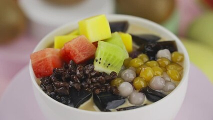 Poster - Fruits  grass Jelly Iced Milk Tea, burn jelly, 