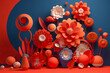canvas print picture - 3D Blumen, abstrakt und bunt.