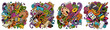 © balabolka - Art cartoon vector doodle designs set.