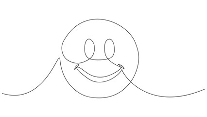Wall Mural - Continuous one-line drawing, laughing, smiling icon. World laughing day concept. vector illustration